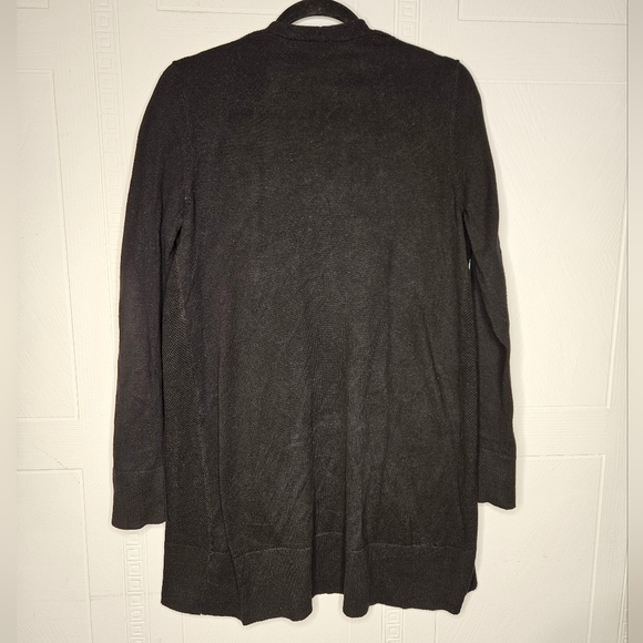 Gap Black Cotton Open Front Long Sleeve Waffle Knit Front Cardigan Sz S EUC - Picture 2 of 13